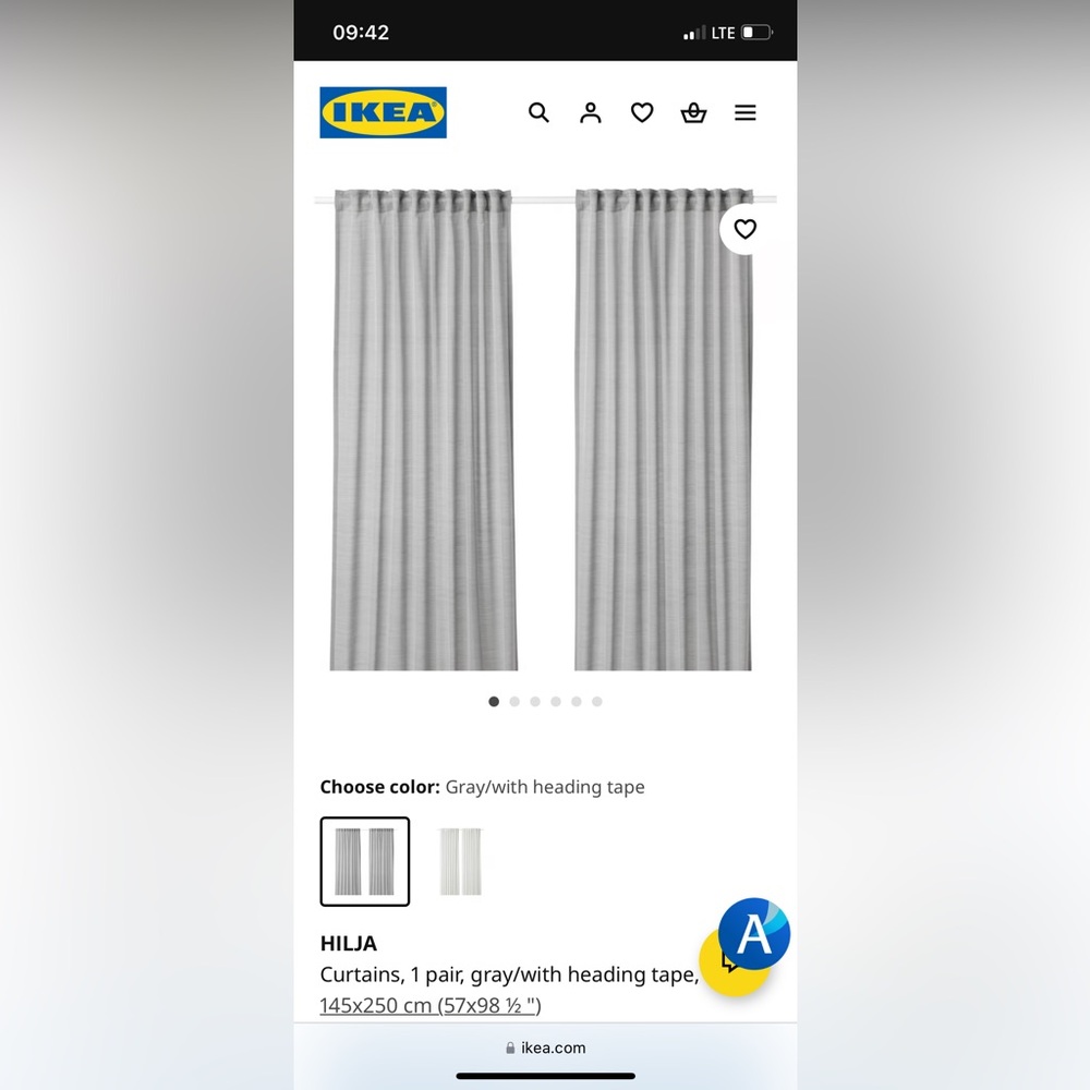 IKEA Hilja Curtains, Grey, two pairs